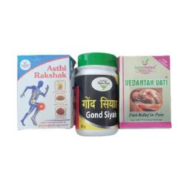 Pure Ayurvedic Combo Of Vedantak Vati (20 tab), Aasthi Rakshak (20 tab), Gond Siyah (60 g) | Complete Joints and Bone Care Kit | GMP Certified