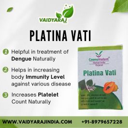 Platina Vati for Treatment of Dengue | Can Help In Raising Platelets Count Naturally | Papaya Leaf Extract - 20 Tablets