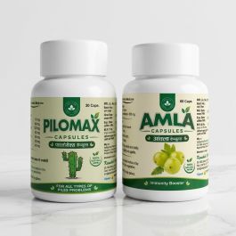 VaidyarajIndia Ayurvedic Combo: Pilomax (30 Caps) & Amla (60 Caps) Combo for Piles and Hemorrhoids Relief