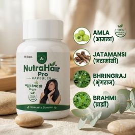 NutraHair Pro Ayurvedic Hair Growth & Hair Fall Control Capsules (60 Caps) – With Bhringraj, Amla & Brahmi